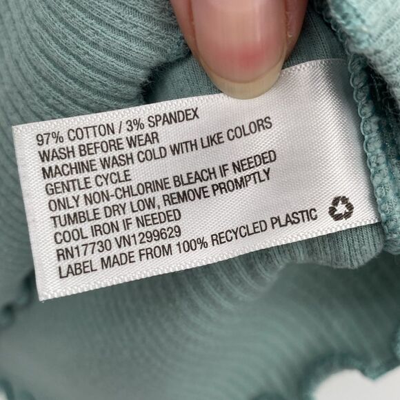 Art Class Girls Fitted Ribbed Shirt Green Ruffle Sleeves Cropped XXL 18 - Picture 4 of 5